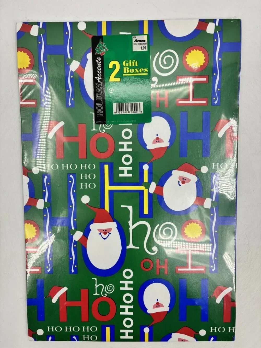 2 Vintage Holiday Accents Christmas Gift Boxes Ames Ho Ho Ho Santa Merry